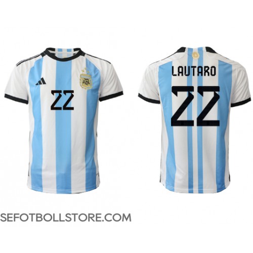 Argentina Lautaro Martinez #22 Replika Hemmatröja VM 2022 Kortärmad